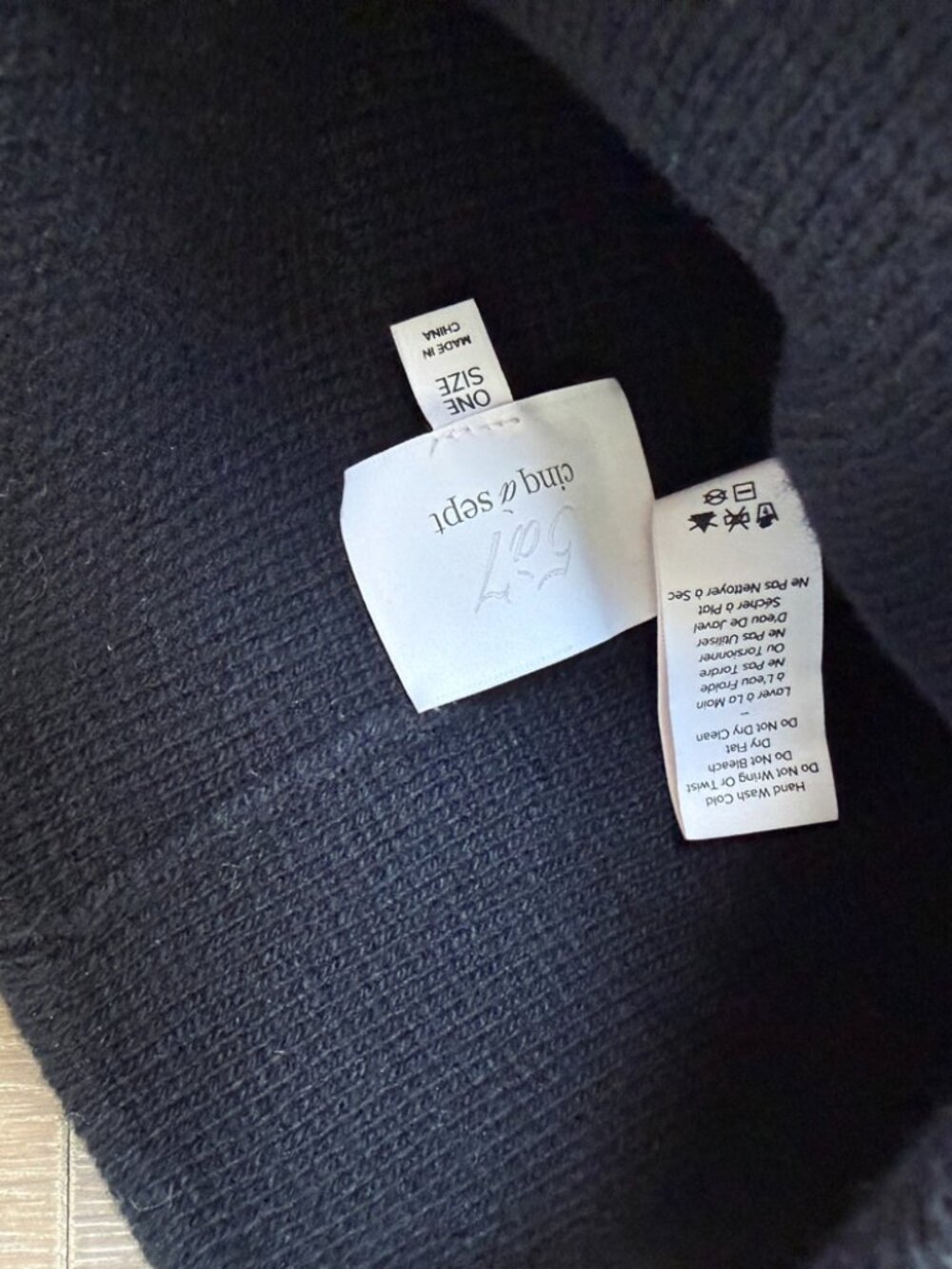 Cinq a Sept Black Embellished Beanie - Star Sun Celestial Knit Hat - OS